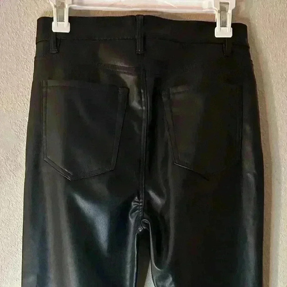 7 for all mankind VEGAN FAUX LEATHER EASY SLIM PANT IN BLACK Sz. 28 - Picture 6 of 7